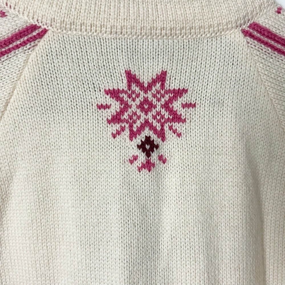 Dale of Norway Womens Merino Wool Quarter Zip Nordic Snowflake Sweater Cream Med - Picture 6 of 10
